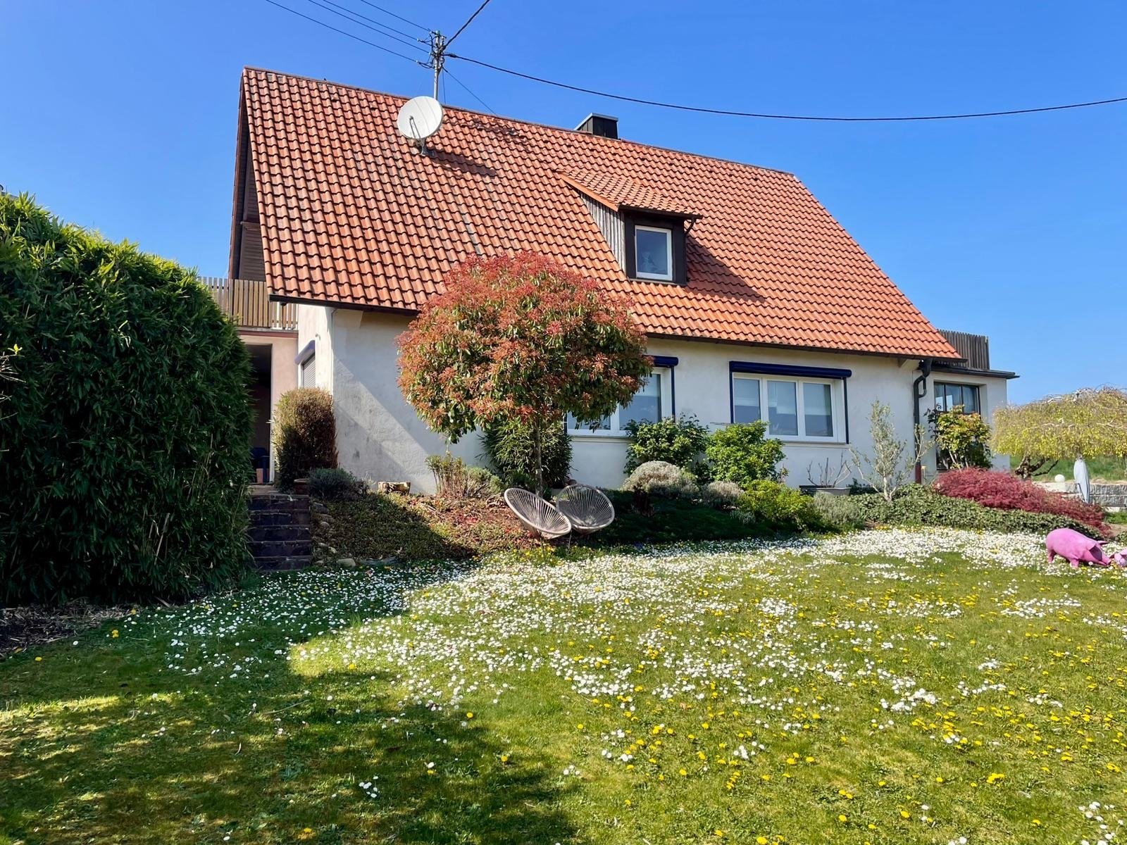 Pleisweiler-Oberhofen: Charmantes Einfamilienhaus mit sonnigem mediterran angelegter Terrasse und Garten 